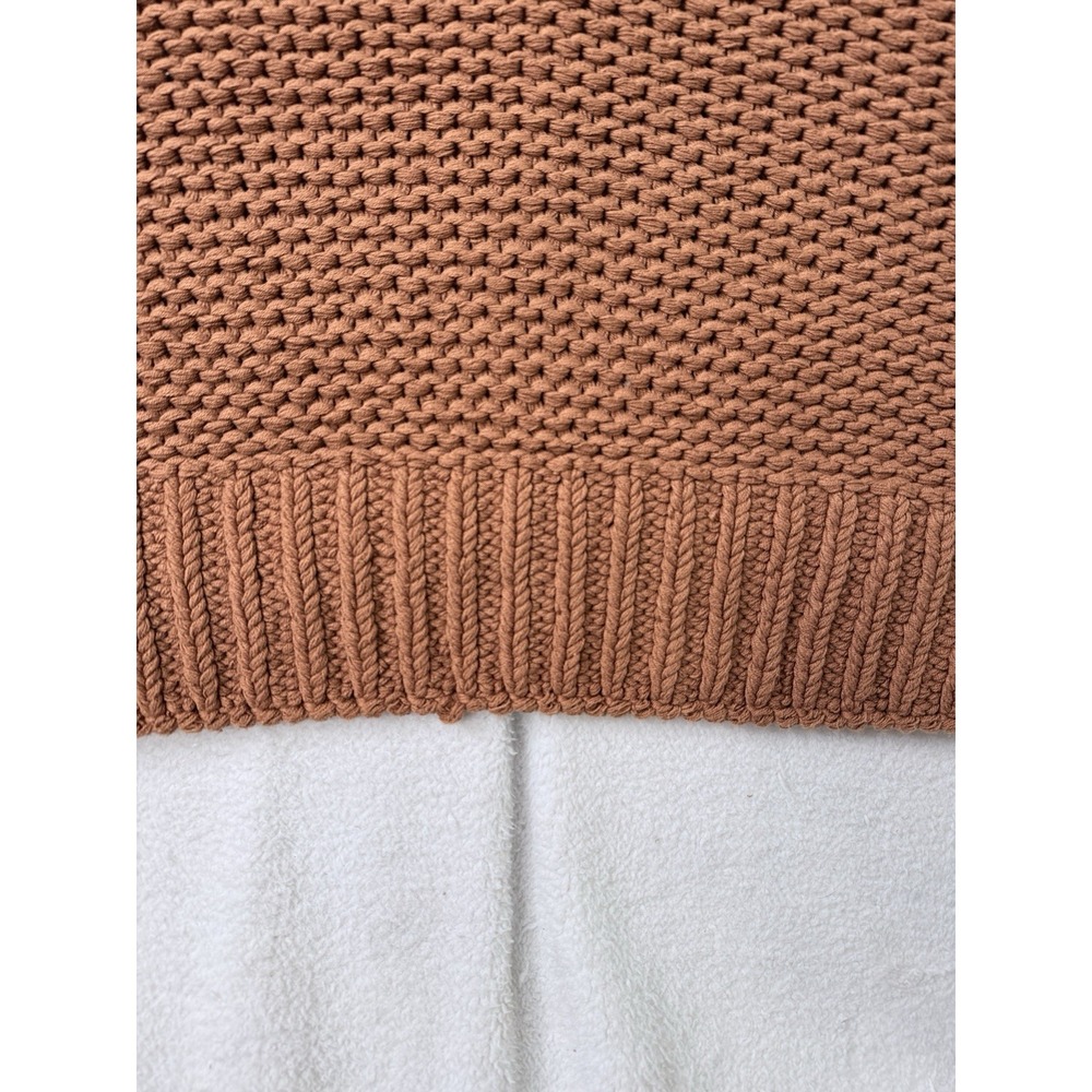 Free People Chunky Knit Mock Neck Sweater‎ Rust Orange Slouchy Boxy Boho M - Picture 4 of 16